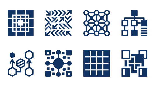 Collection of various network connection symbols.