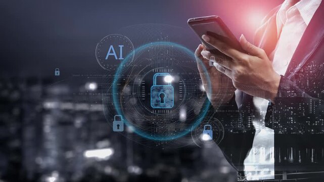 AI cyber security system using biometric authentication and privacy control. Cyber security protects identity, cybersecurity detects threats, cybersecurity ensures safety, and secures data. Marrow