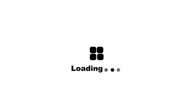 Abstract square loading icon and rotating progress animation, system upload loading on white back ground.