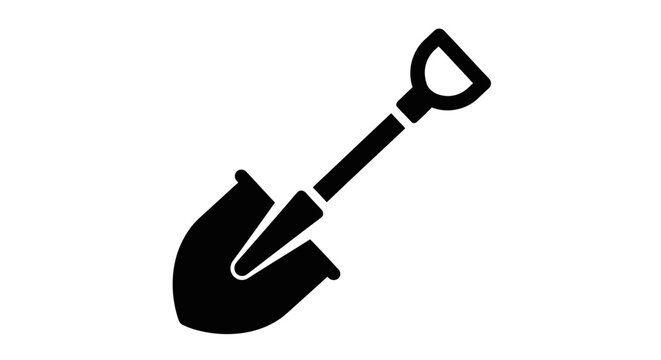 Black shovel icon graphic symbol.