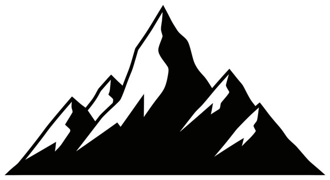 Black Mountain Range Silhouette Icon.