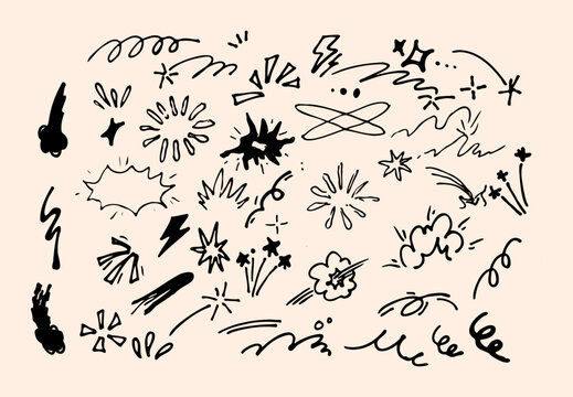 Brush drawn doodle sketch Italian brunch clipart set. Hand drawn food ink illustration with poster template. Doodle sketch 9
