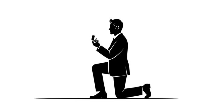 Man Kneeling Proposal Moment Silhouette.