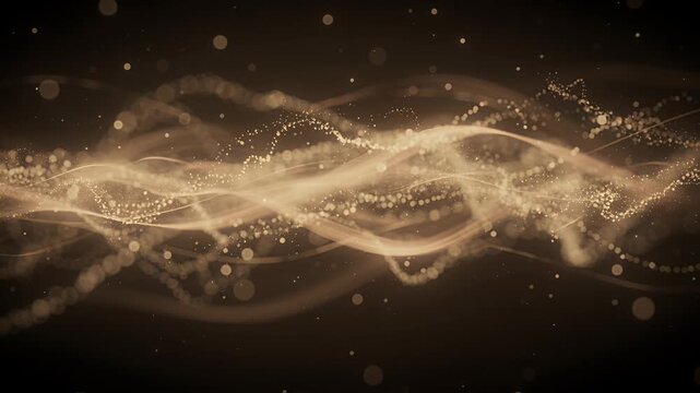 golden light waves particles, abstract energy flow background