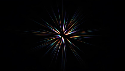 Obraz premium Abstract Colorful Light Burst Speed Motion Trails Radiating from Center on Black Background