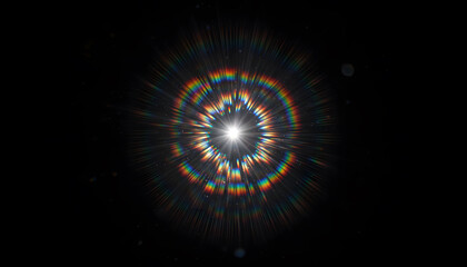 Obraz premium Radiant Prism Light Burst with Rainbow Spectrum Diffraction in Space - Abstract Celestial Energy Explosion