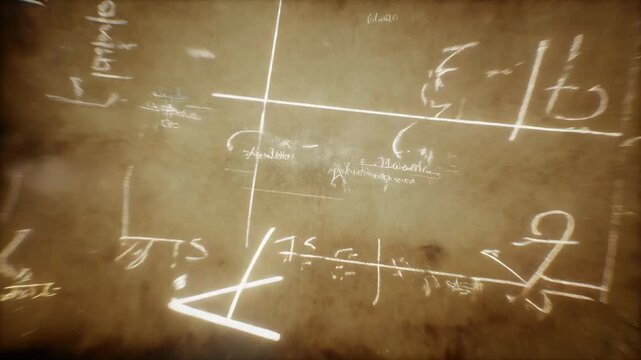 Ultra-realistic 3D video of a camera navigating through abstract scientific content- formula