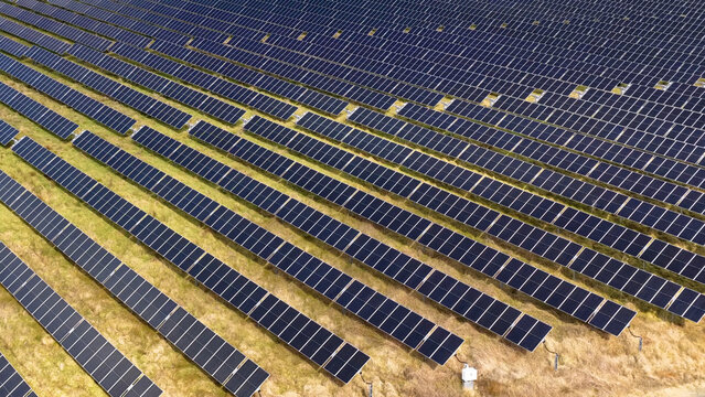 Aerial View of Large Scale Solar Farm in Armidale Australia