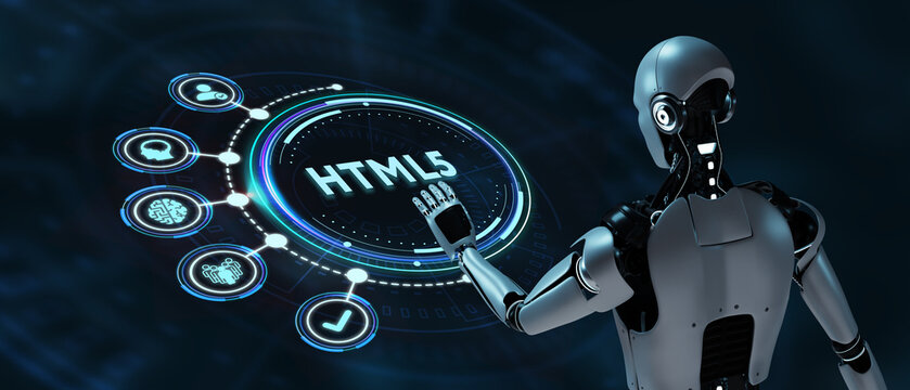 The concept of business, technology, the Internet and the network.  HTML5. 3d illustration