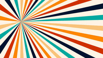 Vintage radial sun rays background, colorful sunburst pattern with retro stripes for poster and banner. © Jimmy DJ
