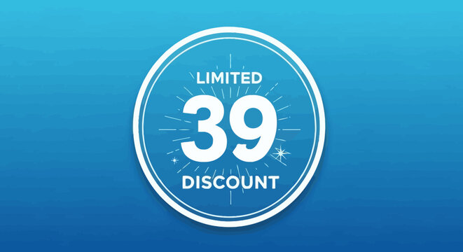 Limited 39 Discount Badge on Blue Background