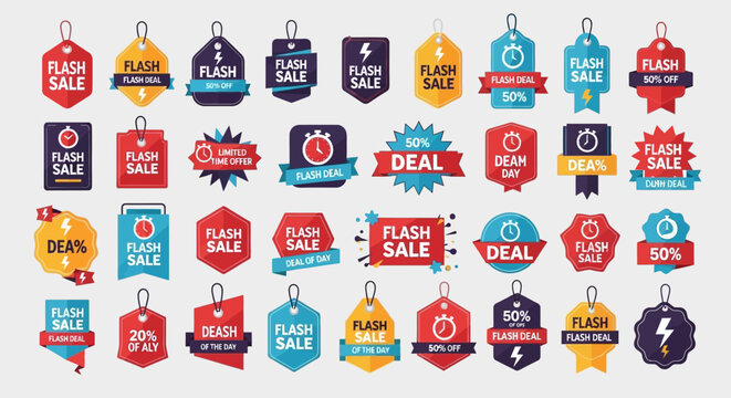 Flash Sale Tags Collection: Discounts, Deals, Offers, and Promotions