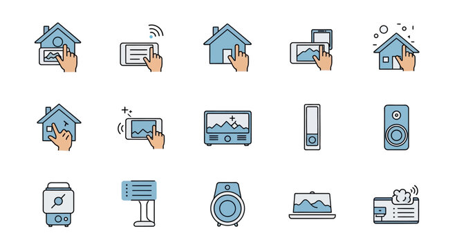 Smart Home Technology Icons: Automation, Control, Connectivity, Devices
