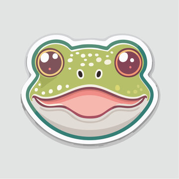 Cute Cartoon Frog Face Sticker