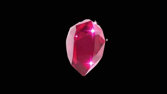A faceted pink gemstone in a heart cut featuring bright lens flares and realistic light reflections. This 3D render is ideal for Valentine's Day themes, luxury jewelry branding, or romantic game asset