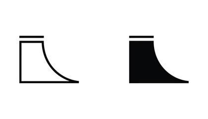 Skateboard ramp icon set featuring minimalist line art and solid black silhouette styles for extreme sports and urban culture graphic design © Prism