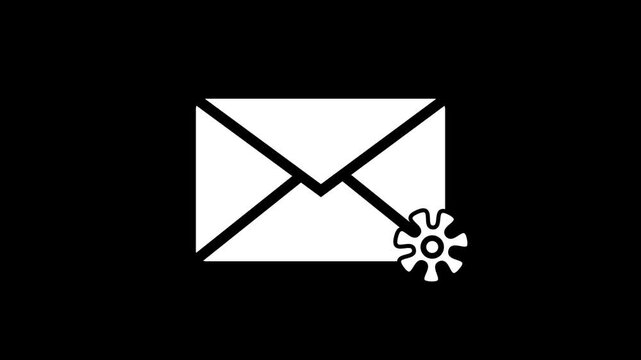 E-mail icon animation with document sitting icon animation on black background.Abstract massage,email,mail icon animation.