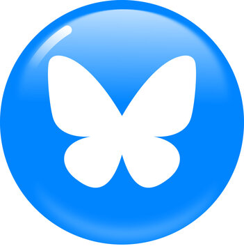 Bluesky Butterfly Symbol Realistic 3D Blue Circle Editorial Icon