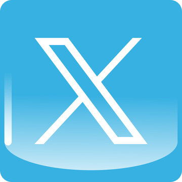 Blue X Social Media Vector Icon Set &ndash; Glossy Rounded Square App Button