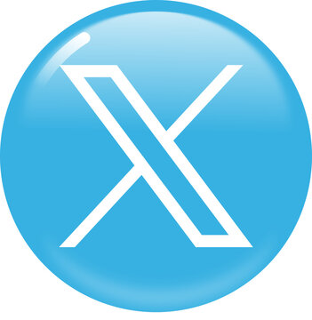 Blue X Social Media Vector Icon Set &ndash; Glossy Rounded Circle App Button