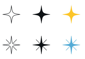 Fototapeta premium Star and sparkle icons in outline silhouette and colorful designs