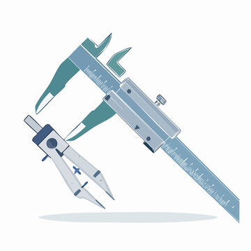 デジタルノギスとマイクロメーターの測定機器イラスト