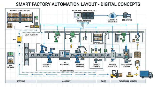 Smart Factory Automation Layout Digital Concepts.