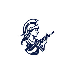 Fototapeta premium Goddess of War with Gun Logo