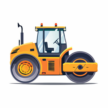 ロードローラーの建設機械イラスト