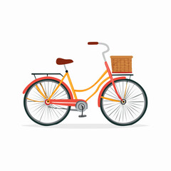 Fototapeta premium カゴ付きの自転車・シティサイクルのイラスト