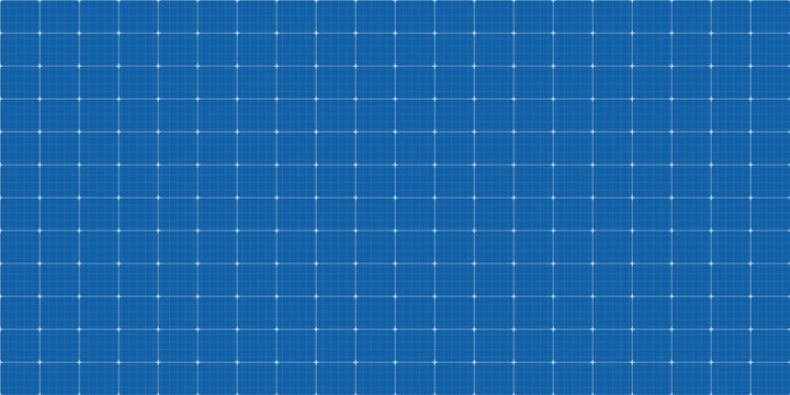 Blue blueprint grid background with dotted lines. Isolated vector illustration of technical graph paper texture for engineering, architecture, and scientific planning design.