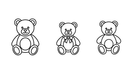 Obraz premium Teddy bear line art icons set on white background