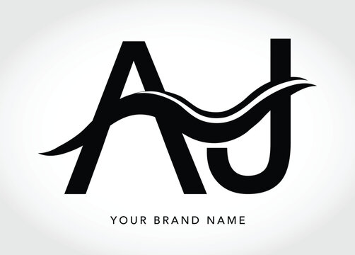 AJ Monogram Letter Logo Design with Abstract Water Wave Lettermark Vector for Modern Luxury Business Branding
