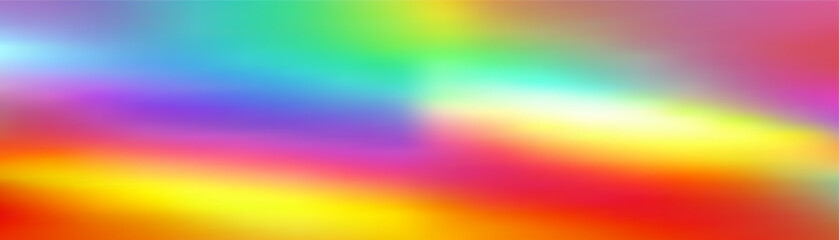 Obraz premium Holographic rainbow gradient background with iridescent foil texture. Pastel aurora colors blend in soft abstract waves. Perfect for modern design with vibrant rainbow hues.