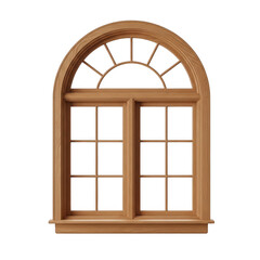 Obraz premium Elegant arched window with divided glass panes and wooden frame