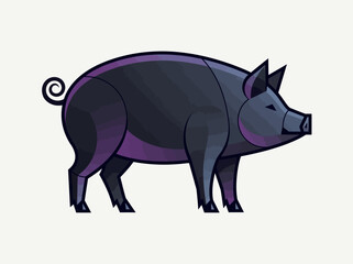 Obraz premium Modern Geometric Pig Vector Illustration, Stylized Hog Icon for Agriculture and Animal Branding