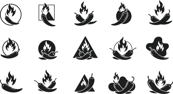 Spicy chili pepper and fire flame seamless pattern for hot sauce branding and spicy food design