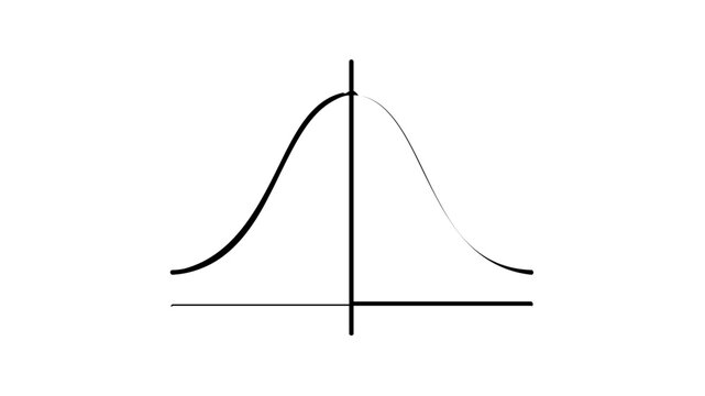 Minimalist normal distribution bell curve vector icon illustration for actuarial science, statistics, data analysis, probability theory, and business risk management assessment graph.