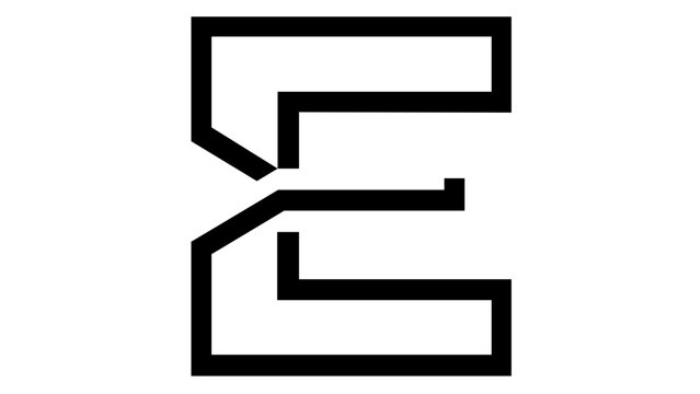 Minimalist vector icon illustration of a stylized geometric bar graph or abstract letter E, featuring clean black line art on a white background, ideal for modern business and technology designs.