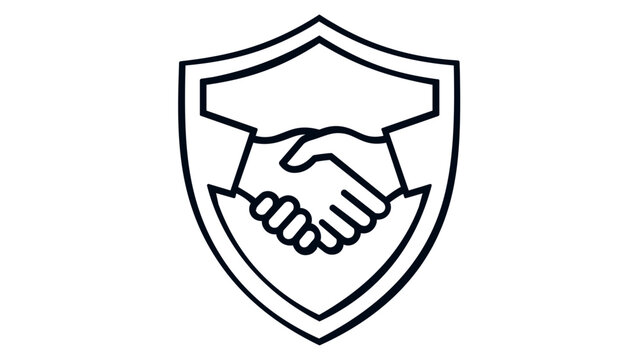 Fiduciary Duty and Trust Business Vector Icon Illustration: Handshake Inside a Shield Symbolizing Secure Partnership, Legal Protection, Professional Agreement, and Reliable Corporate Cooperation.
