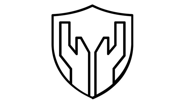 Fiduciary Duty and Protection Vector Icon Featuring Two Cupped Hands Inside a Shield, Minimalist Line Art Illustration for Financial Security, Legal Trust, Insurance, and Business Safety Concepts.