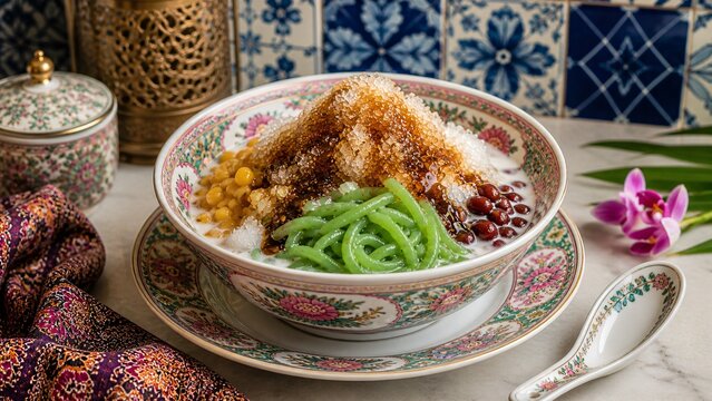 Cendol &ndash; Malaysian Shaved Ice Dessert with Coconut Milk and Palm Sugar