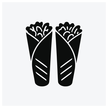 Silhouette illustration of two wrapped spring rolls or savory rolls