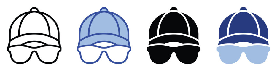 Fototapeta premium Baseball cap with sunglasses icon set for sports, travel, and casual fashion graphic applications