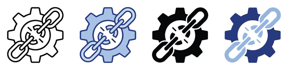 Fototapeta premium Gear and chain link icon for technology system connection integration and management solutions