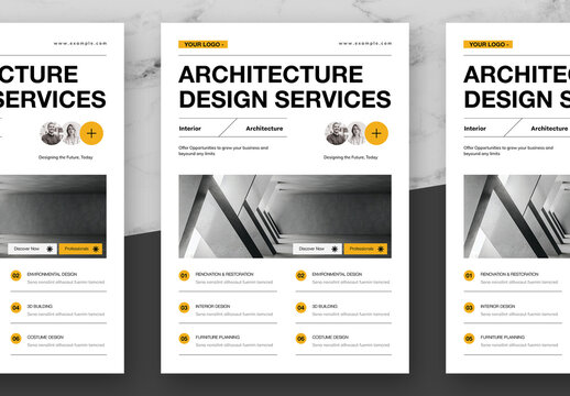 Yellow And Black Architecture Flyer