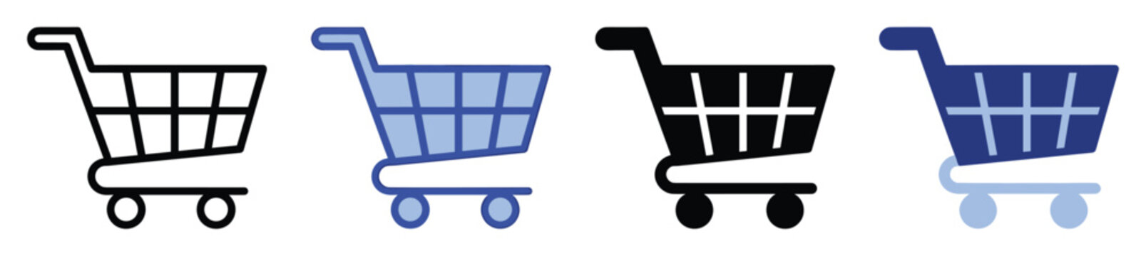 Vector style shopping cart graphics for online store purchase button and retail application interfaces