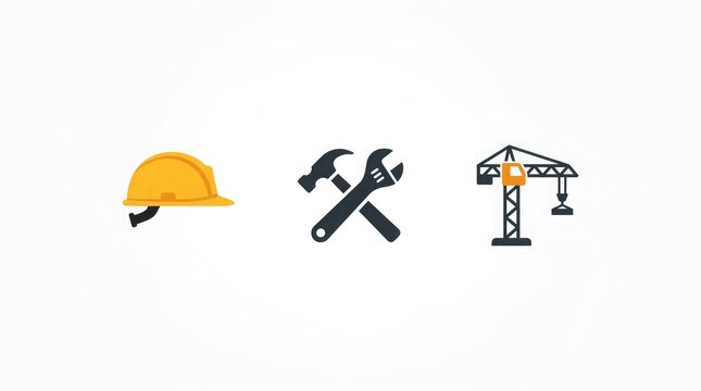 Construction tools and equipment icons