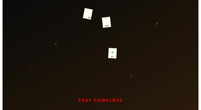 Academic success exam results with a plus grades and test animation
