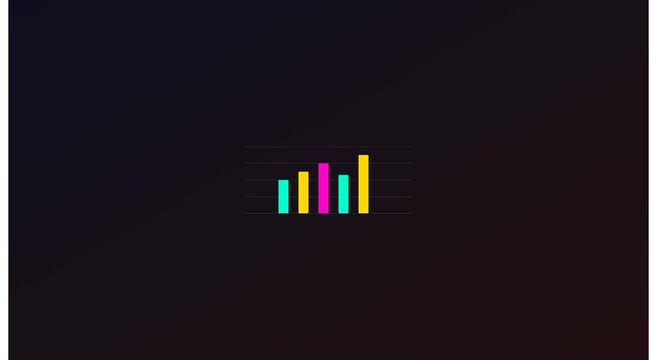 Animated financial bar chart graph showing growth and market animation